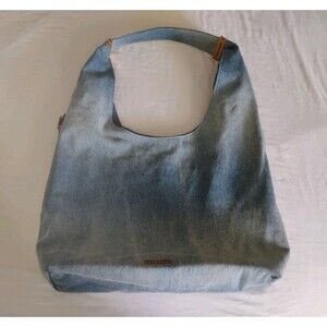 Steve Madden Denim Jean Hobo Slouch Shoulder Bag Blue Bdempsys EUC